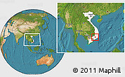 Satellite Location Map of Bao Loc, highlighted country, within the entire country