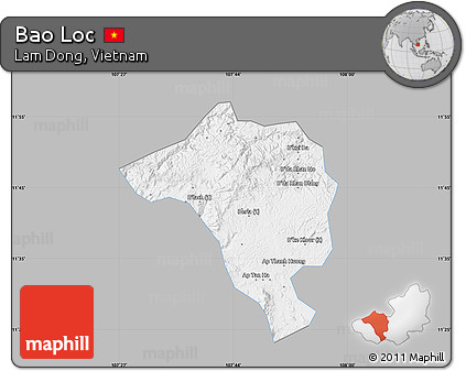 Gray Map of Bao Loc, single color outside