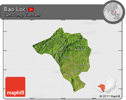 Satellite Map of Bao Loc, single color outside