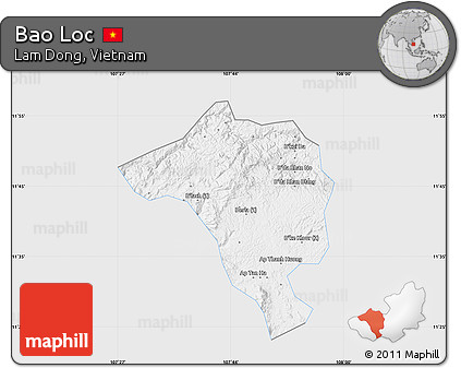 Silver Style Map of Bao Loc, single color outside