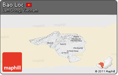 Classic Style Panoramic Map of Bao Loc, single color outside