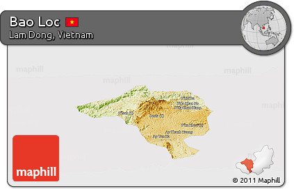 Physical Panoramic Map of Bao Loc, cropped outside