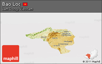 Physical Panoramic Map of Bao Loc, cropped outside
