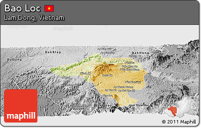 Physical Panoramic Map of Bao Loc, desaturated