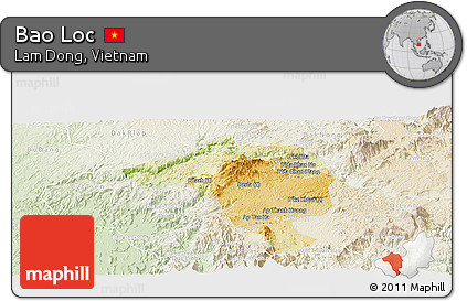 Physical Panoramic Map of Bao Loc, lighten