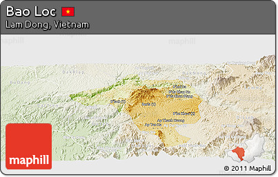 Physical Panoramic Map of Bao Loc, lighten