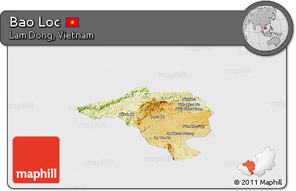 Physical Panoramic Map of Bao Loc, single color outside
