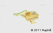 Physical Panoramic Map of Bao Loc, single color outside