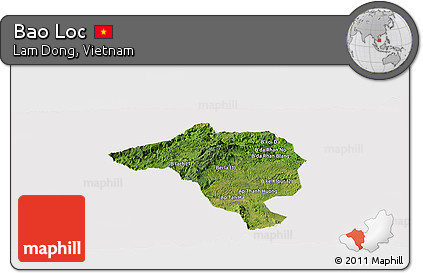 Satellite Panoramic Map of Bao Loc, cropped outside