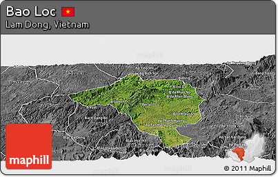 Satellite Panoramic Map of Bao Loc, desaturated