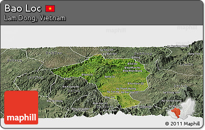 Satellite Panoramic Map of Bao Loc, semi-desaturated