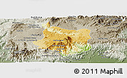 Physical Panoramic Map of Di Linh, semi-desaturated