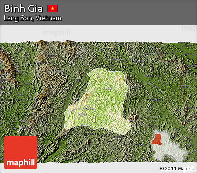 Physical 3D Map of Binh Gia, darken
