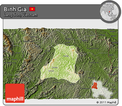 Physical 3D Map of Binh Gia, darken