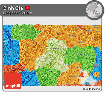 Physical 3D Map of Binh Gia, political outside