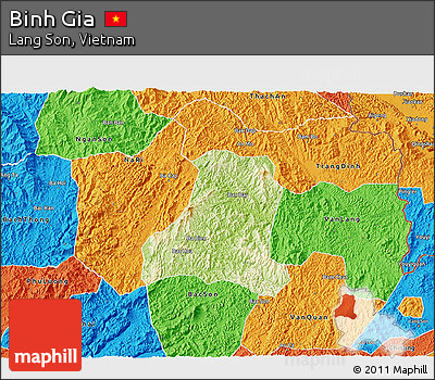 Physical 3D Map of Binh Gia, political outside