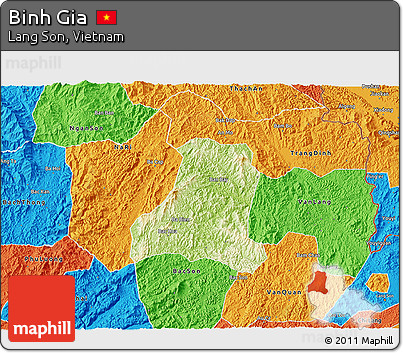 Physical 3D Map of Binh Gia, political outside