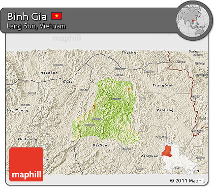 Physical 3D Map of Binh Gia, shaded relief outside