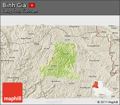 Physical 3D Map of Binh Gia, shaded relief outside