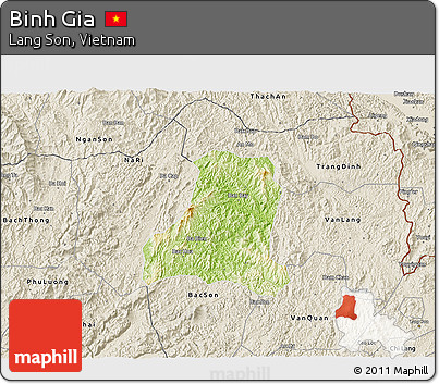 Physical 3D Map of Binh Gia, shaded relief outside