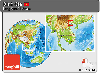 Physical Location Map of Binh Gia, highlighted parent region, within the entire country