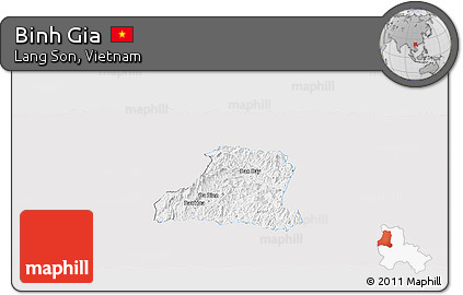 Silver Style Panoramic Map of Binh Gia, single color outside