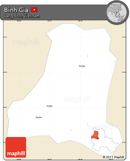 Classic Style Simple Map of Binh Gia, single color outside