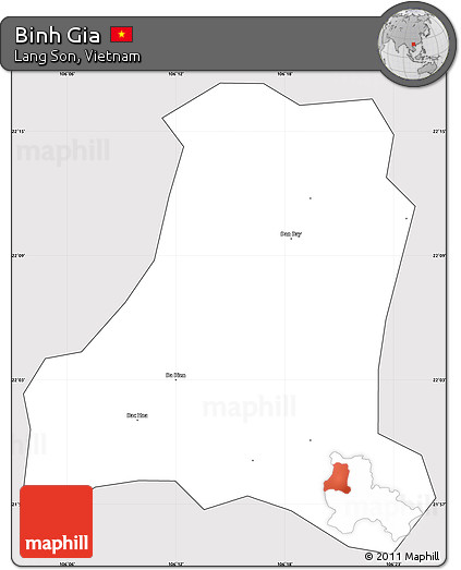 Silver Style Simple Map of Binh Gia, cropped outside