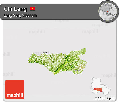 Physical 3D Map of Chi Lang, cropped outside