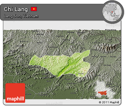 Physical 3D Map of Chi Lang, darken, semi-desaturated