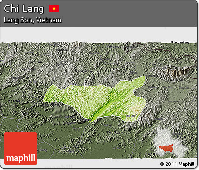 Physical 3D Map of Chi Lang, darken, semi-desaturated