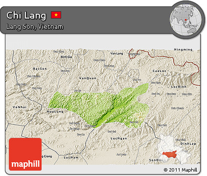 Physical 3D Map of Chi Lang, shaded relief outside