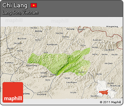Physical 3D Map of Chi Lang, shaded relief outside