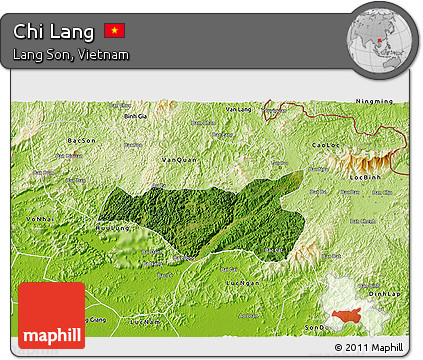 Satellite 3D Map of Chi Lang, physical outside