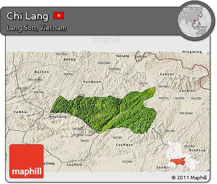 Satellite 3D Map of Chi Lang, shaded relief outside