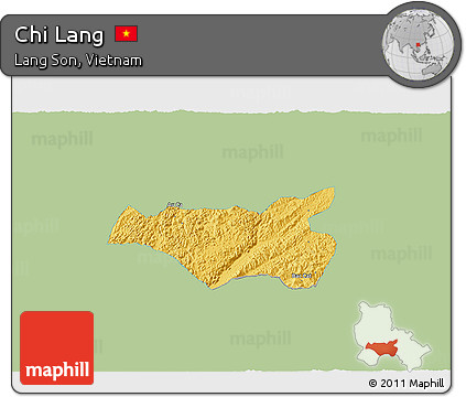 Savanna Style 3D Map of Chi Lang, single color outside