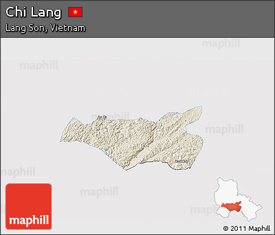 Shaded Relief 3D Map of Chi Lang, single color outside