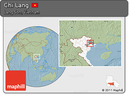 Savanna Style Location Map of Chi Lang, highlighted country, highlighted parent region, hill shading