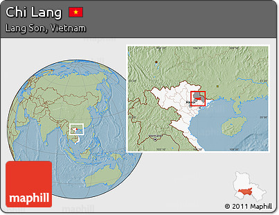 Savanna Style Location Map of Chi Lang, highlighted country, highlighted parent region, hill shading