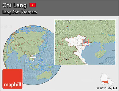 Savanna Style Location Map of Chi Lang, highlighted country, highlighted parent region, hill shading