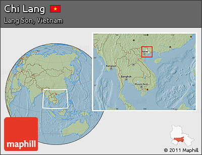 Savanna Style Location Map of Chi Lang, highlighted parent region, within the entire country, hill shading