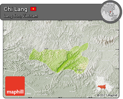 Physical Map of Chi Lang, lighten, semi-desaturated