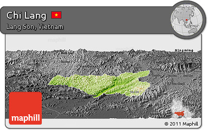 Physical Panoramic Map of Chi Lang, darken, desaturated
