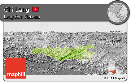 Physical Panoramic Map of Chi Lang, desaturated