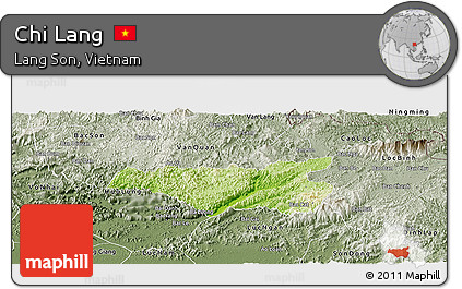 Physical Panoramic Map of Chi Lang, semi-desaturated