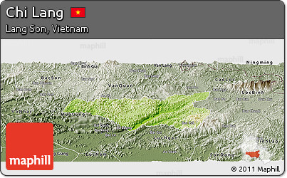 Physical Panoramic Map of Chi Lang, semi-desaturated