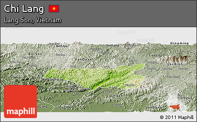 Physical Panoramic Map of Chi Lang, semi-desaturated