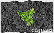 Satellite 3D Map of Than Uyen, darken, desaturated