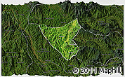 Satellite 3D Map of Than Uyen, darken