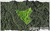 Satellite 3D Map of Than Uyen, darken, semi-desaturated